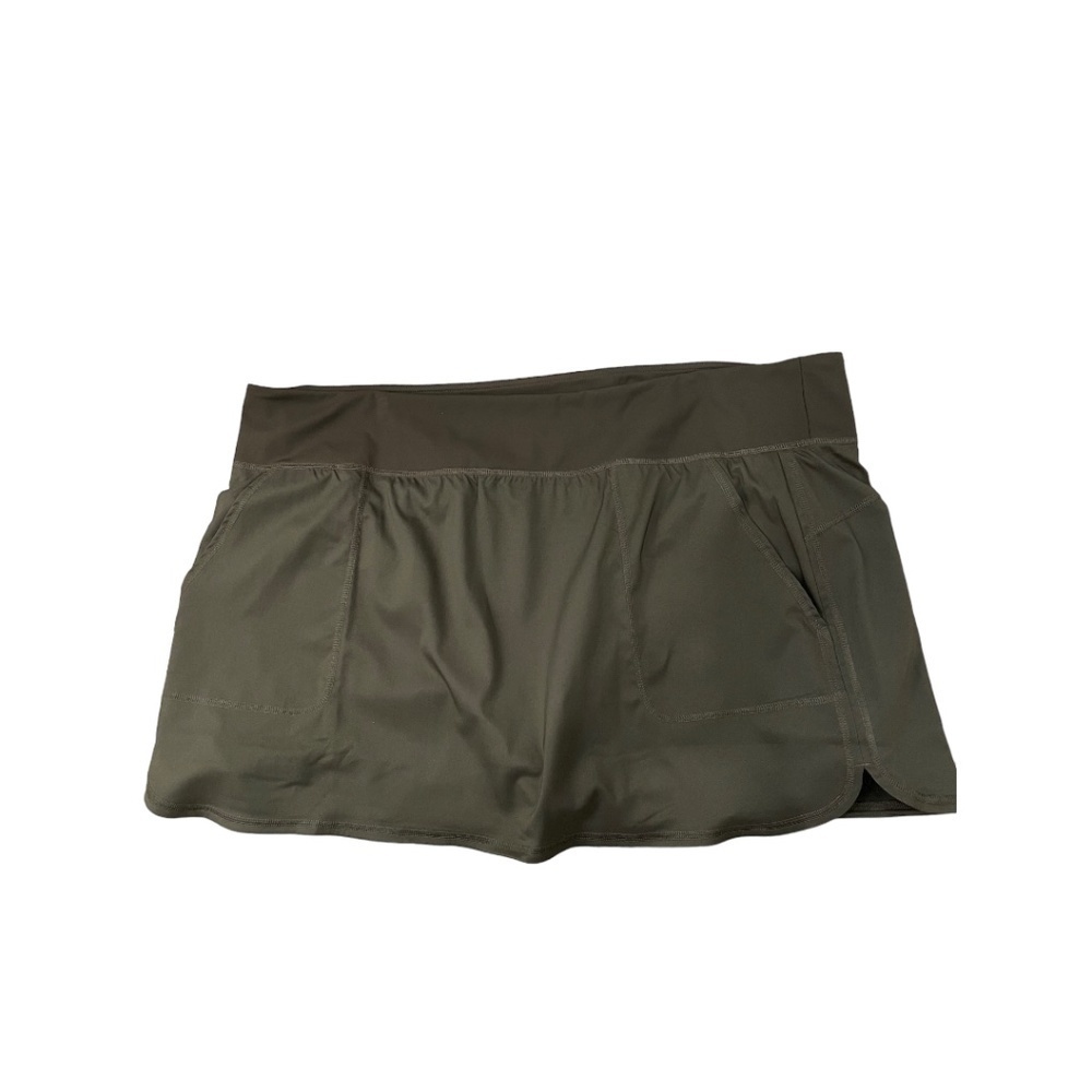 Zuda Z-Eco Petite Cityscape Olive Green Skort Pockets Size 3XP A381038 New